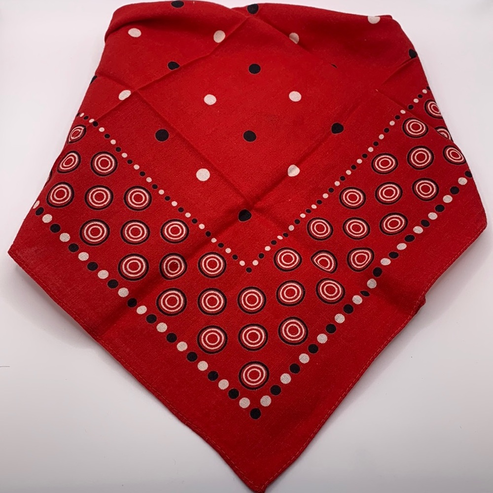20x18 inch Bandanna Red Black and White Geometric Eye and Polka Dot Motif
